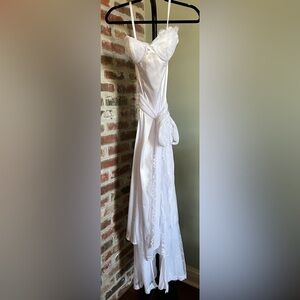 Miss.Veil white lace & satin style maxi dress with lace sash | size 6